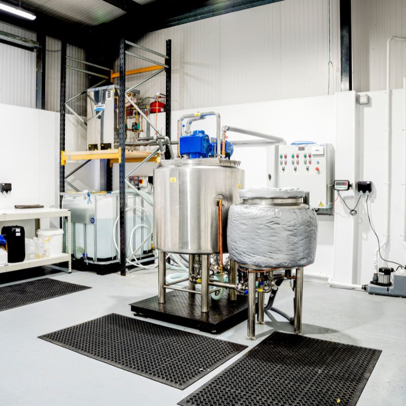 large skincare manufacturing machinery in NSS factory environment